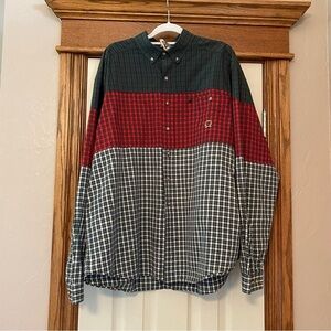 Vtg Panhandle Slim Men Shirt Red Green Black Color Block Plaid Sz …
